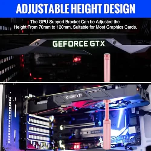 Aivalas Pink GPU Support Bracket | Height Adjustable Anti Sag Holder for Universal Graphics Card thumbnail 4