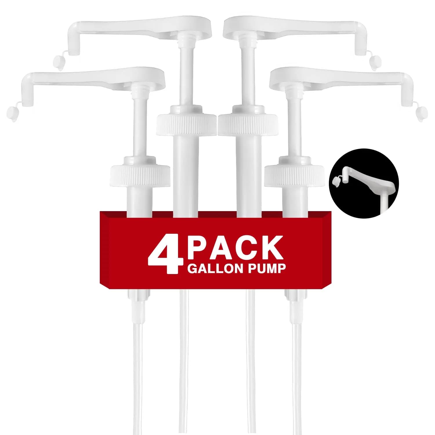 DupakSYS 4Pcs 38-400 Leak Proof Gallon Jug Syrup Pump Dispenser | Fits 1 Gallon Bottles — White