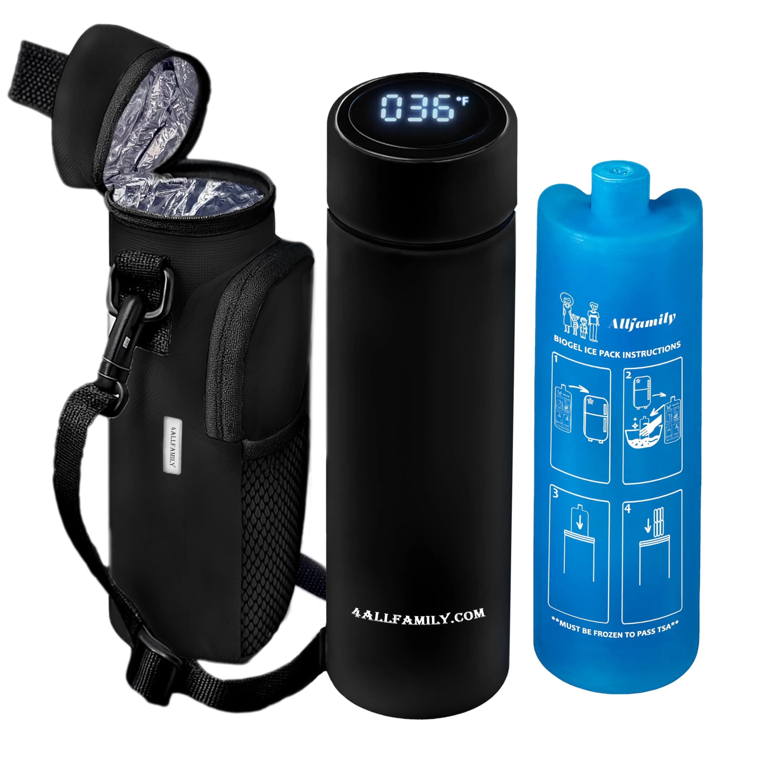 4ALLFAMILY Nomad Medium Pro Black Insulin Travel Case Cooler - Keeps Medicine Cool for 27 Hours - main product image