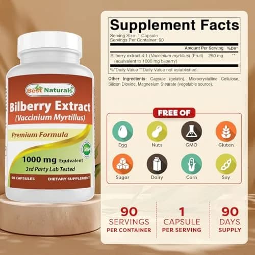 Best Naturals Bilberry 1000 Mg 270 Capsules | Supports Eye & Circulatory Health thumbnail 2