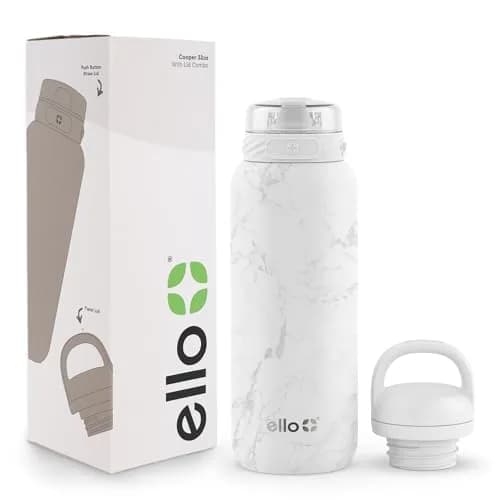 Ello Cooper 32oz (950ml) Insulated Stainless Steel Water Bottle with Straw Lid | Marble Finish thumbnail 1
