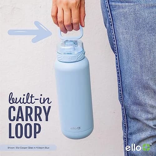 Ello Cooper 32oz (950ml) Insulated Stainless Steel Water Bottle with Straw Lid | Marble Finish thumbnail 6
