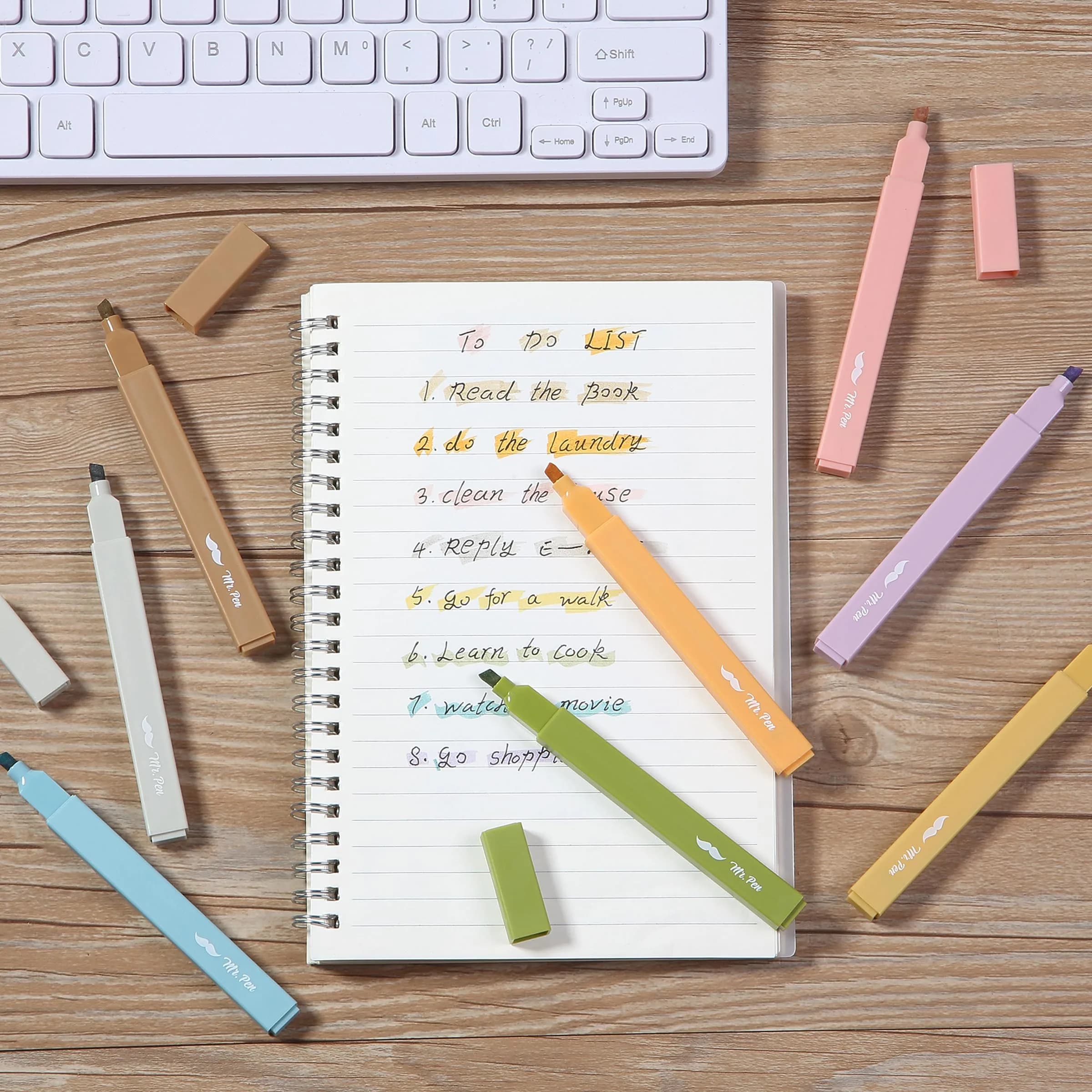 Mr. Pen Aesthetic Highlighters No Bleed, 8 Pack, Moss Garden Colors | Smooth Ink Flow for Journaling & Study - view 7
