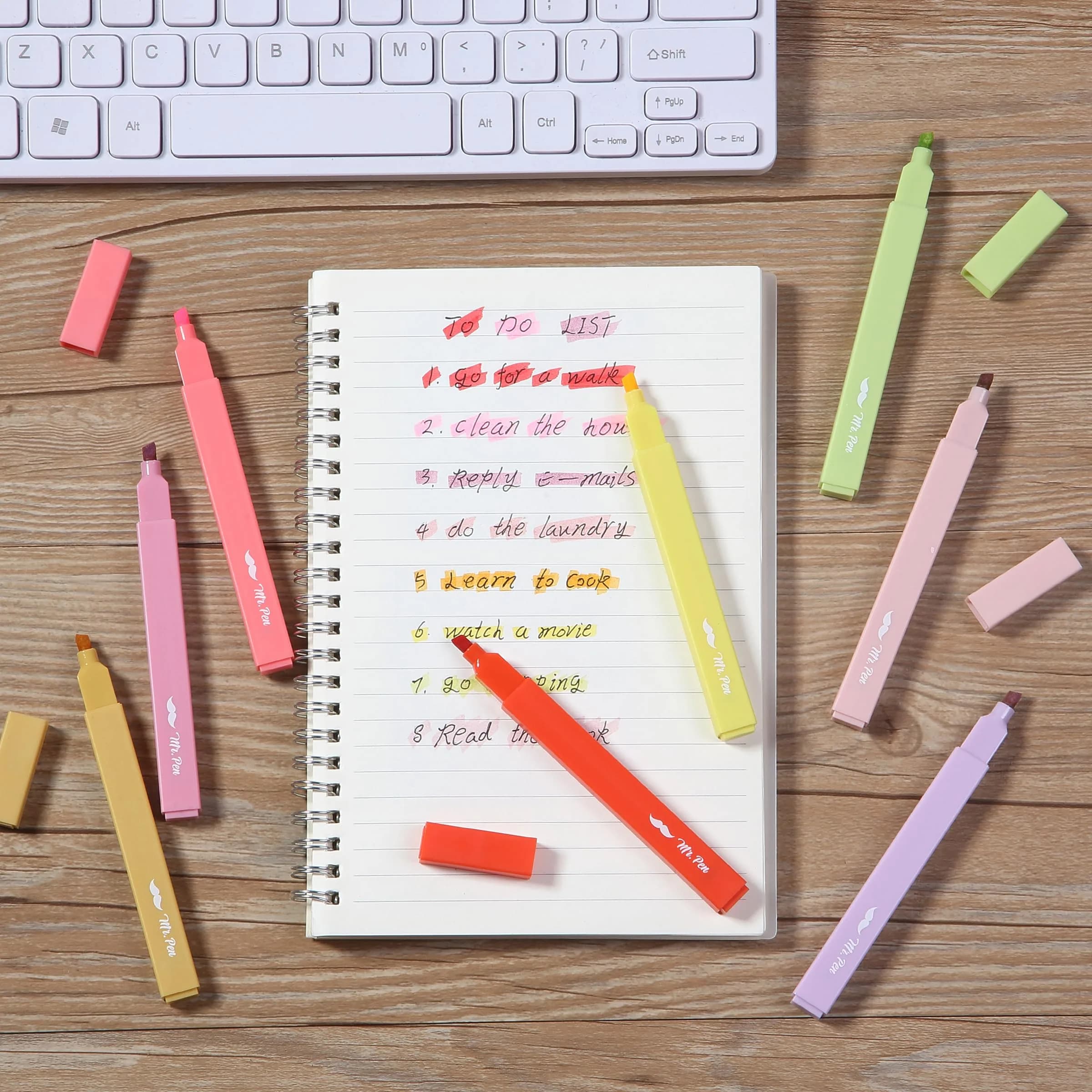 Mr. Pen Aesthetic Highlighters No Bleed, 8 Pack Summer Morning Colors | Smooth Ink Flow for Journaling - view 6