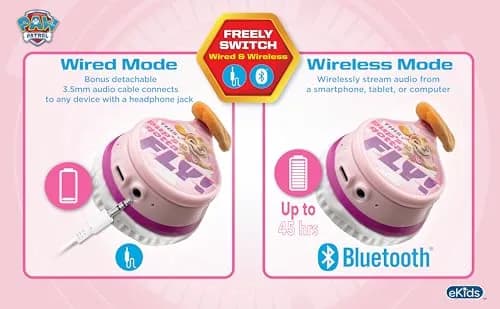 eKids Paw Patrol Skye Liberty Bluetooth Headphones for Kids | Wireless Over-Ear Headset thumbnail 7