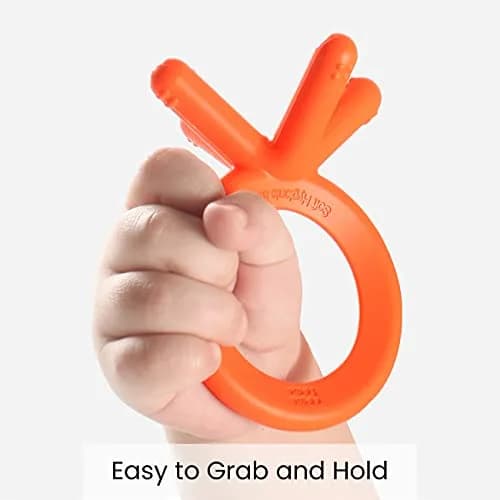 Comotomo Silicone Baby Teether, Orange (Pack of 2) | Finger-Sized, Food-Grade Silicone, Easy Clean thumbnail 2