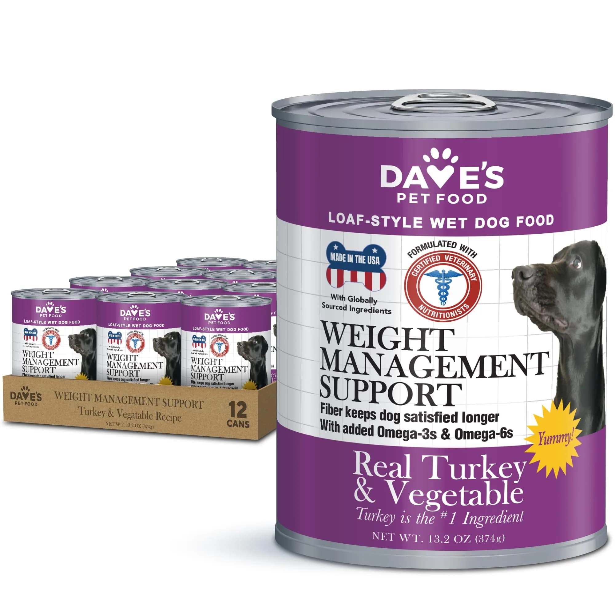 Dave's Pet Food Weight Management Dog Food, Turkey & Vegetables, 13.2 oz | Supports Weight Loss & Energy — Turkey & Vegetables
