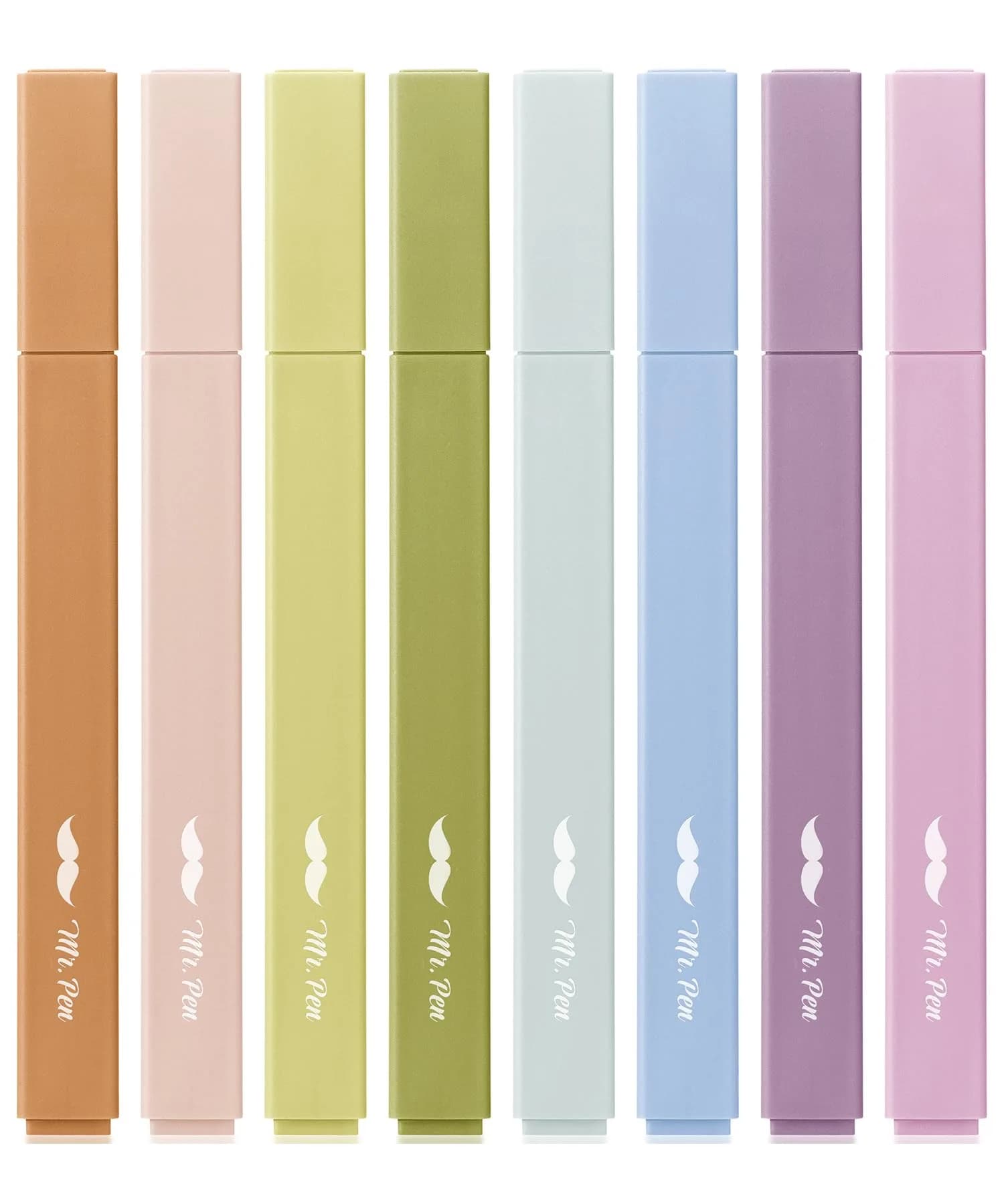 Mr. Pen Aesthetic Highlighters No Bleed, 8 Pack Summer Morning Colors | Smooth Ink Flow for Journaling — Verdant Earth