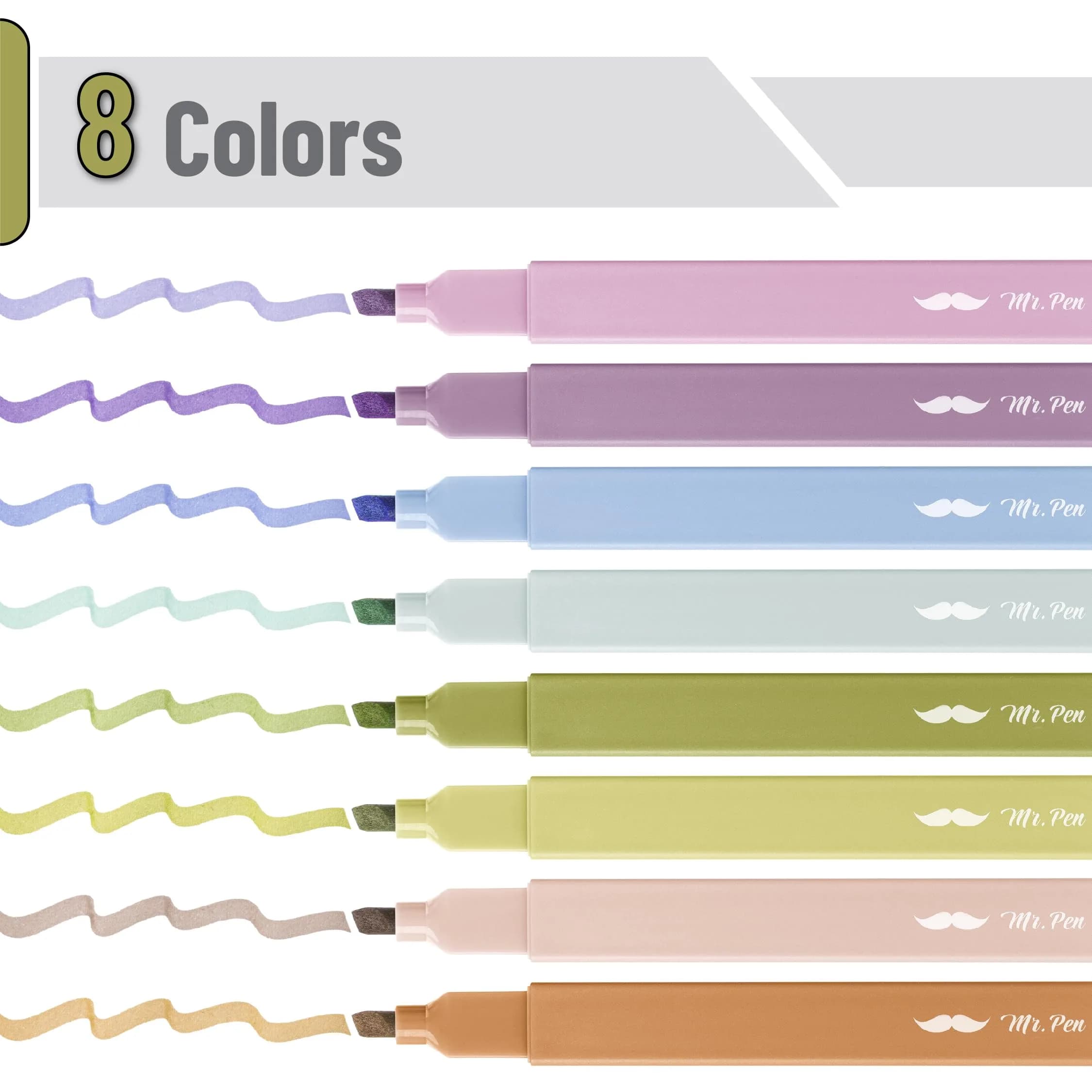 Mr. Pen Aesthetic Highlighters No Bleed, 8 Pack, Verdant Earth Chisel Tip | Smooth Ink Flow Value Pack - view 4