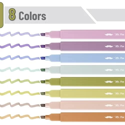 Mr. Pen Aesthetic Highlighters No Bleed, 8 Pack, Verdant Earth Chisel Tip | Smooth Ink Flow Value Pack - view 5