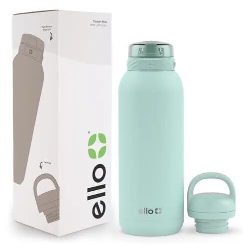 Ello Cooper 40oz Insulated Stainless Steel Water Bottle with Straw, Yucca | Keeps Drinks Cold 24H, Leakproof, BPA-Free thumbnail 1