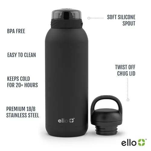 Ello Cooper 40oz Insulated Stainless Steel Water Bottle with Straw, Yucca | Keeps Drinks Cold 24H, Leakproof, BPA-Free thumbnail 4