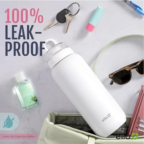 Ello Cooper 40oz Insulated Stainless Steel Water Bottle with Straw, Yucca | Keeps Drinks Cold 24H, Leakproof, BPA-Free thumbnail 8