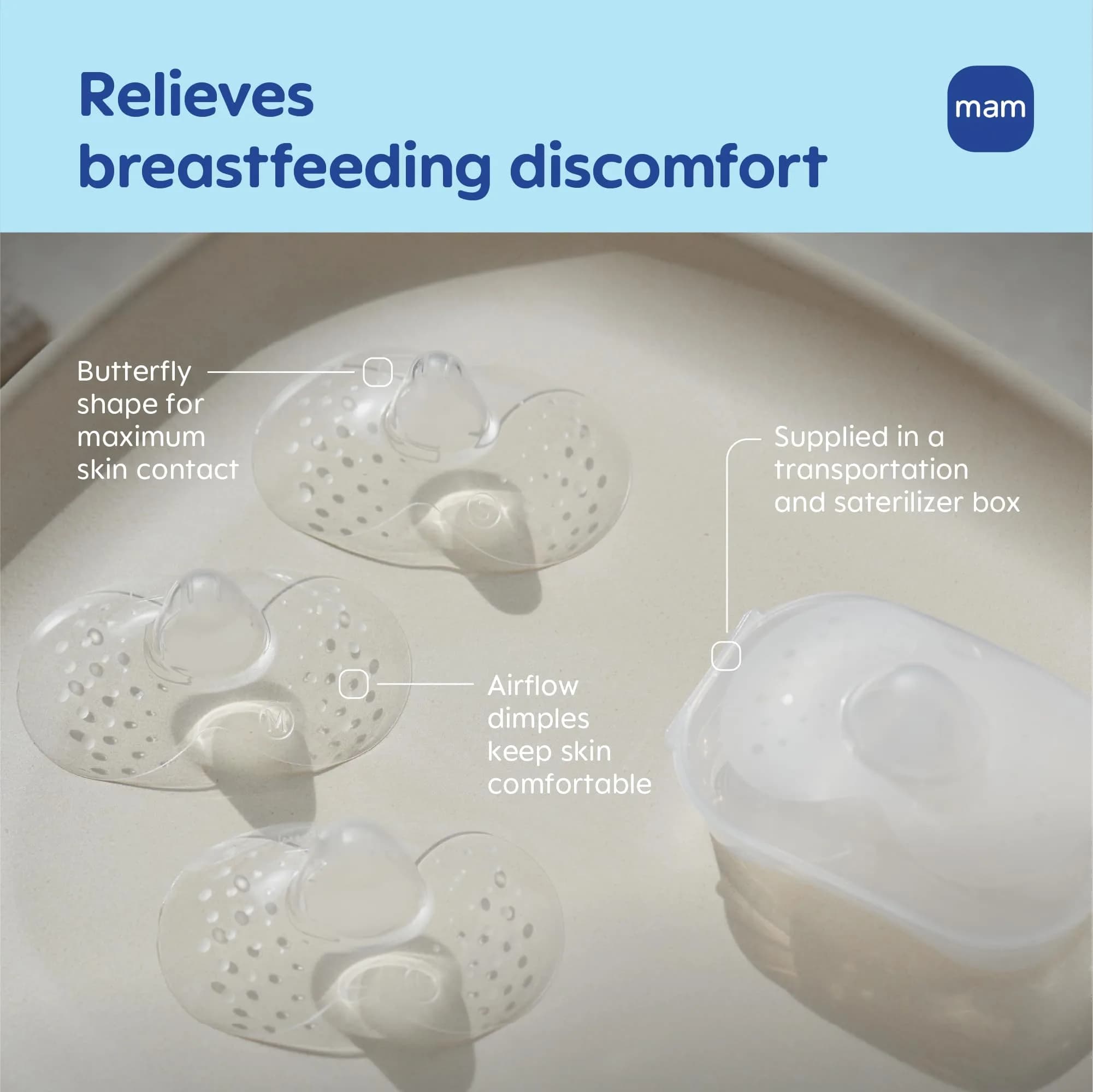 MAM Nipple Shields for Breastfeeding Medium 20mm | USA Import for Latch Assist & Sore Nipple Relief - view 2