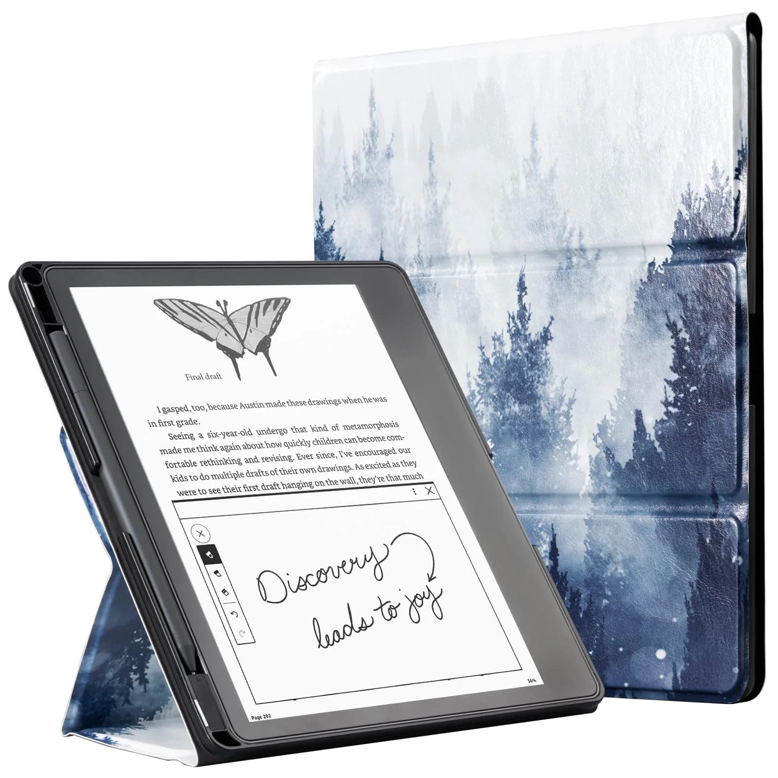 CoBak PU Leather Case for Tablet Reader 10.2" (2022/2024) with Pen Holder | Auto Sleep Wake, Heavy Duty Protection — Forest