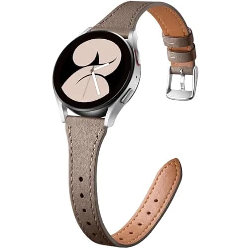GEAK Slim Leather Band Compatible with Samsung Galaxy Watch 7/6/5/4 40mm 44mm 45mm Classic, 20mm Genuine Leather Strap with Quick Release Buckle for Women thumbnail 1