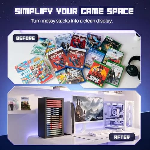 TNP Video Game Storage Tower for PS5 and Nintendo Switch | 18 Disc Capacity | Black thumbnail 5