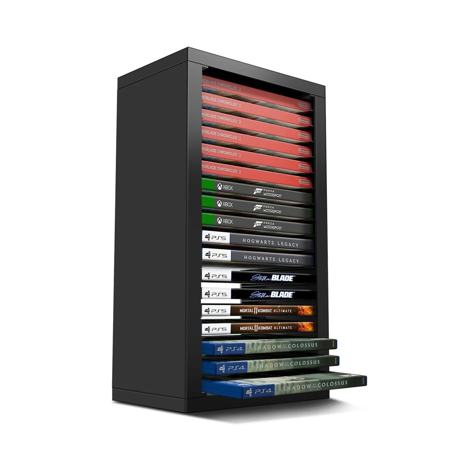 TNP Video Game Storage Tower for PS5 and Nintendo Switch | 18 Disc Capacity | Black thumbnail 1
