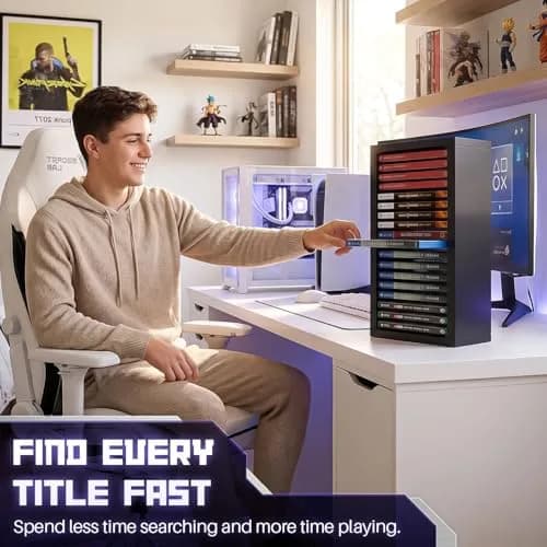 TNP Video Game Storage Tower for PS5 and Nintendo Switch | 18 Disc Capacity | Black thumbnail 8