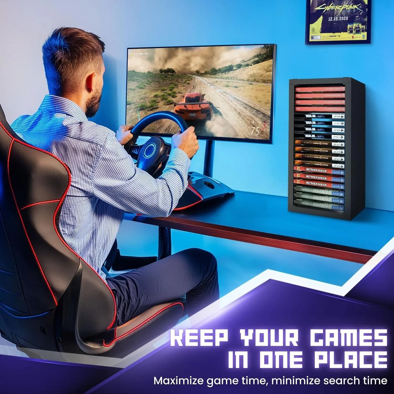 TNP Video Game Storage Tower for PS5 and Nintendo Switch | 18 Disc Capacity | Black thumbnail 9