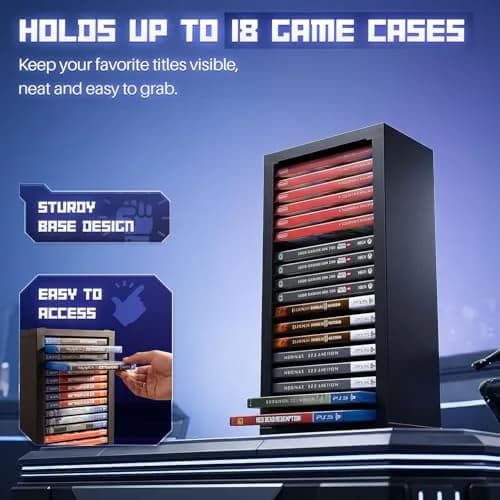 TNP Video Game Storage Tower for PS5 and Nintendo Switch | 18 Disc Capacity | Black thumbnail 3
