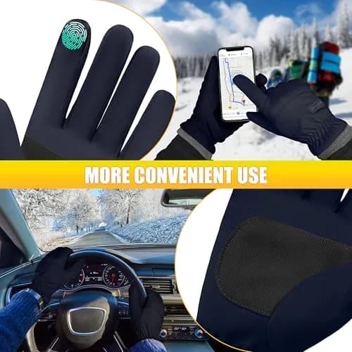 ihuan Winter Waterproof Ski Gloves Men Women | Windproof & Water-Resistant for Cold Weather (Large, Blue) thumbnail 5
