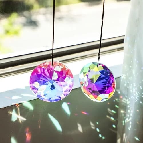 YU FENG 3 Inch Round Crystal Prism Suncatcher, AB Color Rainbow Maker (79mm / 3.1in) thumbnail 4