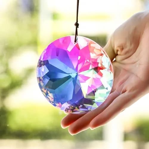 YU FENG 3 Inch Round Crystal Prism Suncatcher, AB Color Rainbow Maker (79mm / 3.1in) thumbnail 2