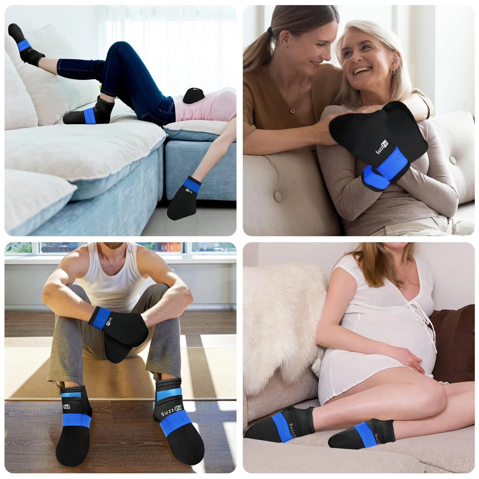 SUZZIPAD Cold Therapy Socks and Gloves XL Black | Dual-Layer Ice Pack Wraps for Chemo, Neuropathy Relief - view 6