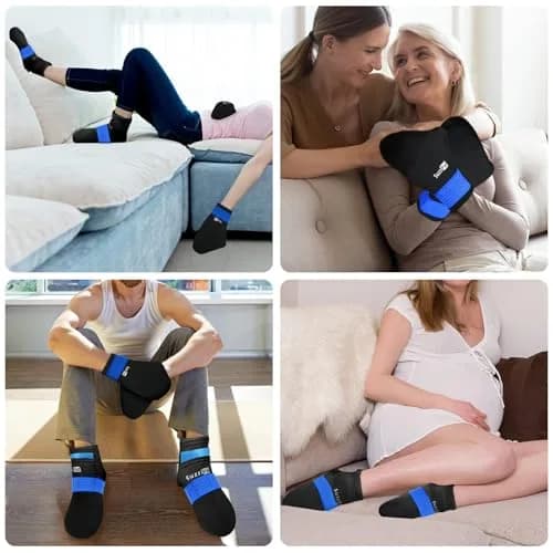 SUZZIPAD Cold Therapy Socks and Gloves XL Black | Dual-Layer Ice Pack Wraps for Chemo, Neuropathy Relief thumbnail 6