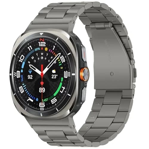 Anlinser No Gap Bands Compatible with Samsung Galaxy Watch Ultra 2/1 47mm Gray Titanium Metal Strap | Classic Style for Men & Women thumbnail 1