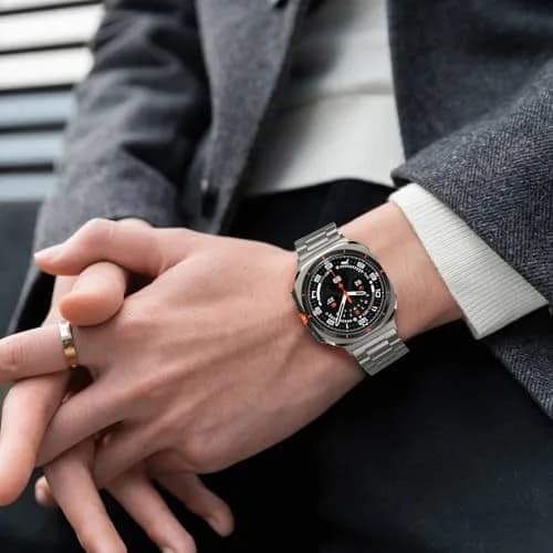 Anlinser No Gap Bands Compatible with Samsung Galaxy Watch Ultra 2/1 47mm Gray Titanium Metal Strap | Classic Style for Men & Women thumbnail 6