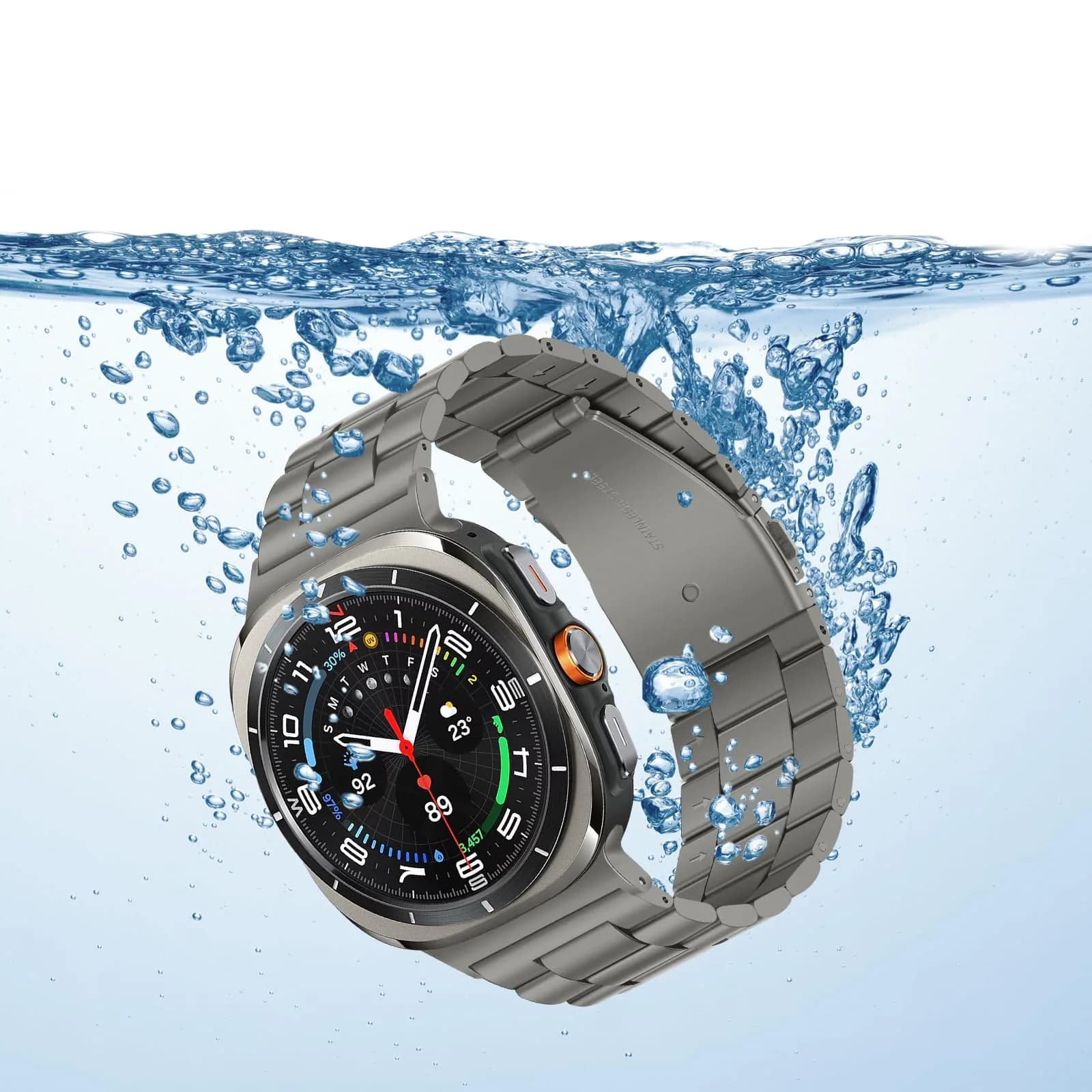 Anlinser No Gap Bands Compatible with Samsung Galaxy Watch Ultra 2/1 47mm Gray Titanium Metal Strap | Classic Style for Men & Women thumbnail 4