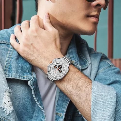 Anlinser No Gap Metal Watch Band Compatible with Samsung Galaxy Watch Ultra 2/1 47mm Silver | Adjustable Stainless Steel Strap thumbnail 5