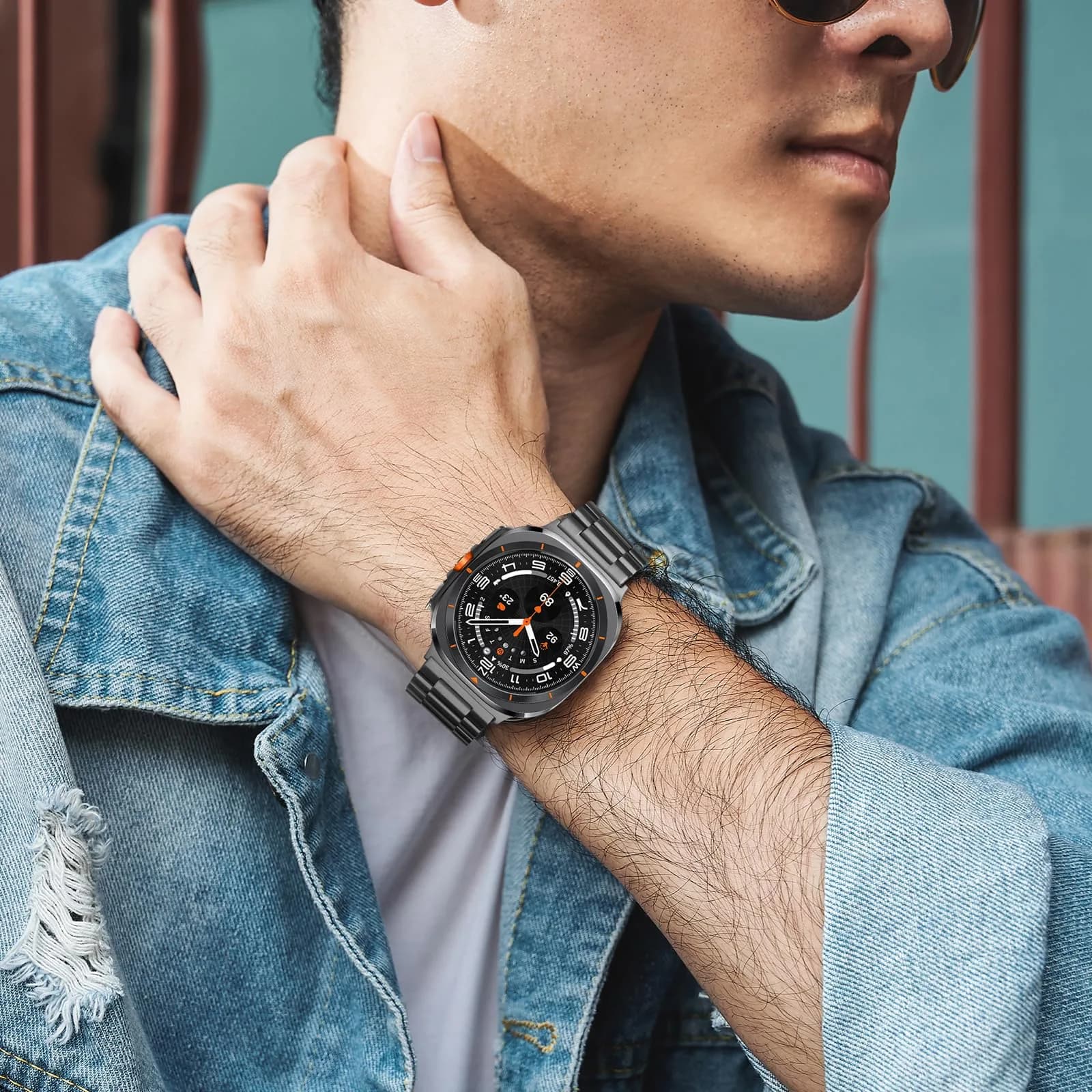 Anlinser No Gap Metal Band Compatible with Samsung Galaxy Watch Ultra 2/1 47mm | Adjustable Stainless Steel Strap - view 5