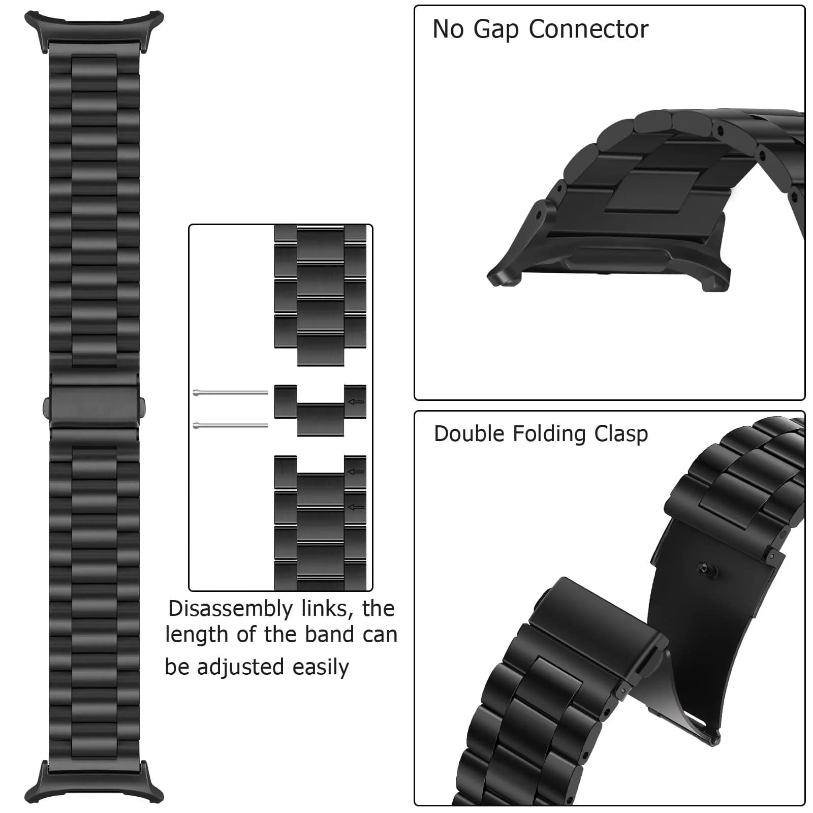 Anlinser No Gap Metal Band Compatible with Samsung Galaxy Watch Ultra 2/1 47mm | Adjustable Stainless Steel Strap - view 3