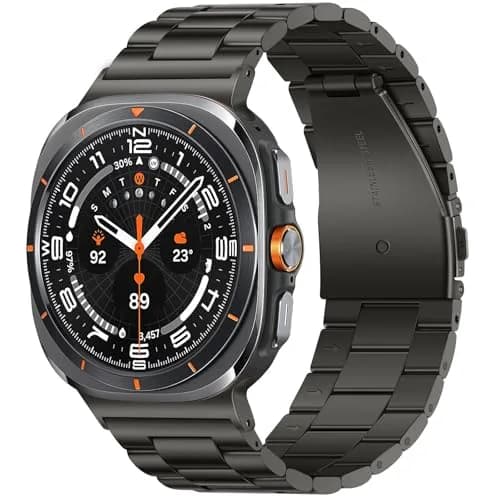 Anlinser No Gap Bands Compatible with Samsung Galaxy Watch Ultra 2/1 47mm Graphite | Stainless Steel Metal Strap thumbnail 1