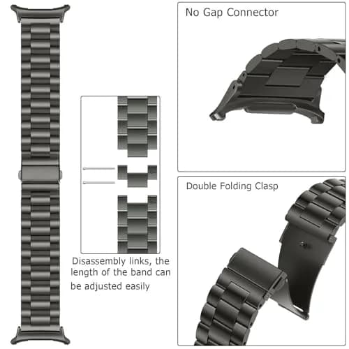 Anlinser No Gap Bands Compatible with Samsung Galaxy Watch Ultra 2/1 47mm Graphite | Stainless Steel Metal Strap thumbnail 3