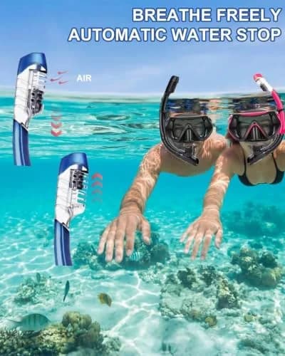 DIPUKI Snorkeling Gear for Adults | Dry Snorkel Mask Set, Wide View, Anti-Fog, Scuba Diving, Swimming Packages (0.811 Fl Oz) thumbnail 5