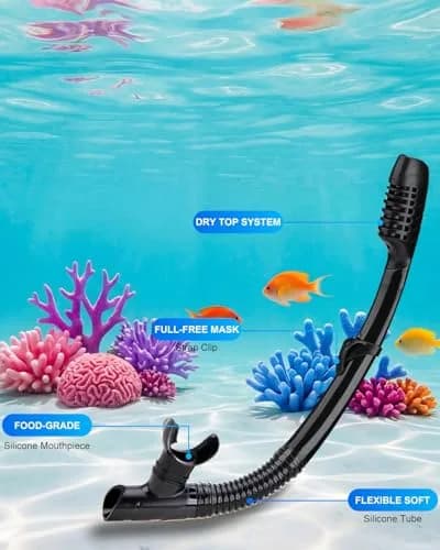 DIPUKI Snorkeling Gear for Adults | Dry Snorkel Mask Set, Wide View, Anti-Fog, Scuba Diving, Swimming Packages (0.811 Fl Oz) thumbnail 6