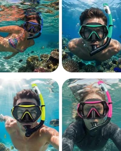 DIPUKI Snorkeling Gear for Adults | Dry Snorkel Mask Set, Wide View, Anti-Fog, Scuba Diving, Swimming Packages (0.811 Fl Oz) thumbnail 2