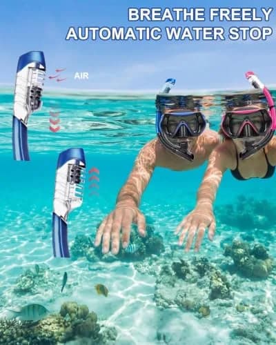 DIPUKI Snorkeling Gear for Adults | Dry Snorkel Mask Set, Wide View, Anti-Fog, 2 Pack (1.02kg) thumbnail 5