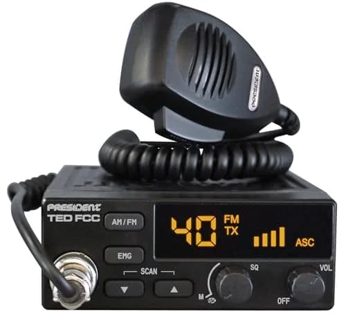 President Ted FCC AM/FM 40 Channel Compact CB Radio | LED Display, Emergency Channels, 13.8V, 4 W, Compact Size thumbnail 1