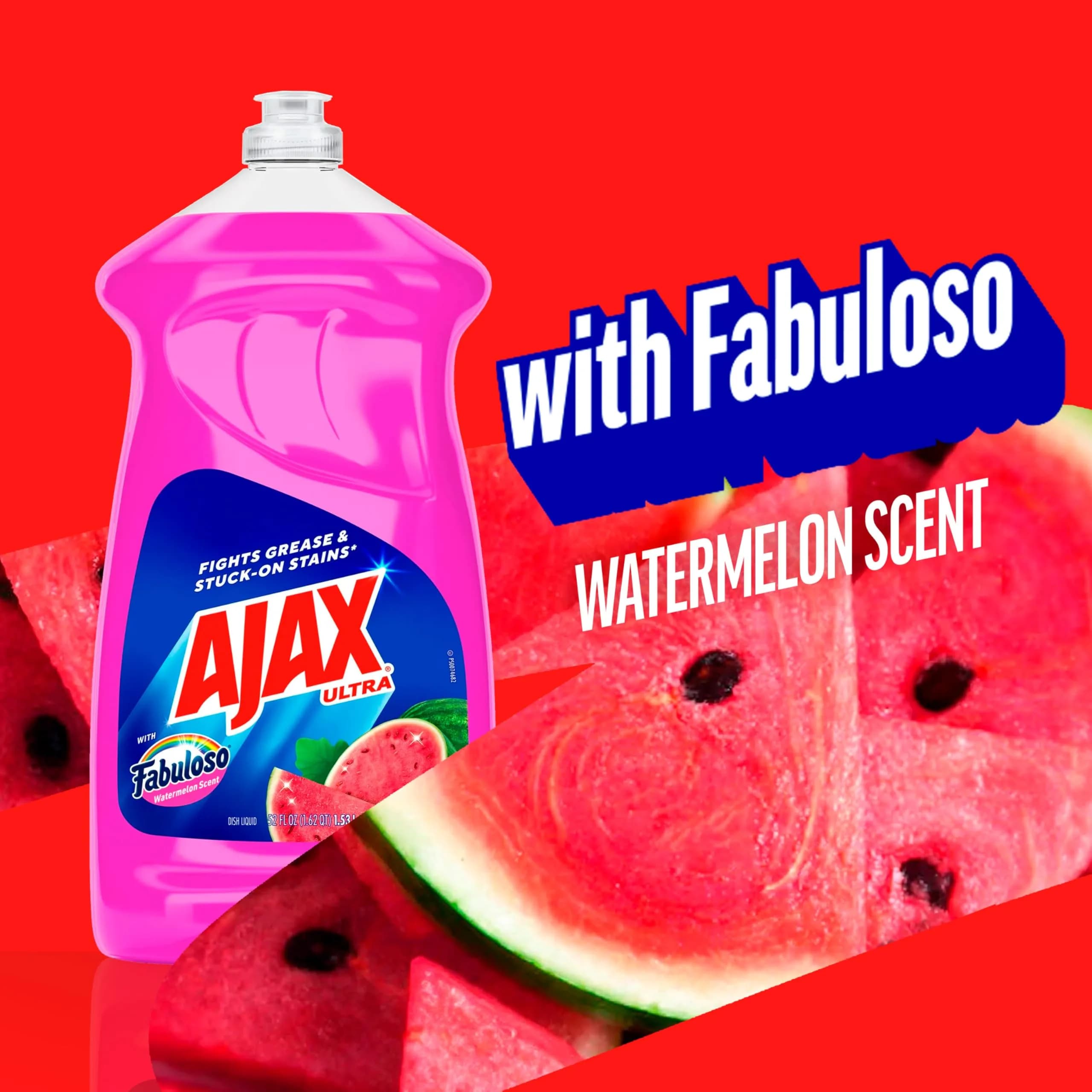 Ajax Ultra Liquid Dish Soap with Fabuloso Watermelon Scent, 1540ml (52 fl oz) Bottle | Powerful Grease Cutting - view 2
