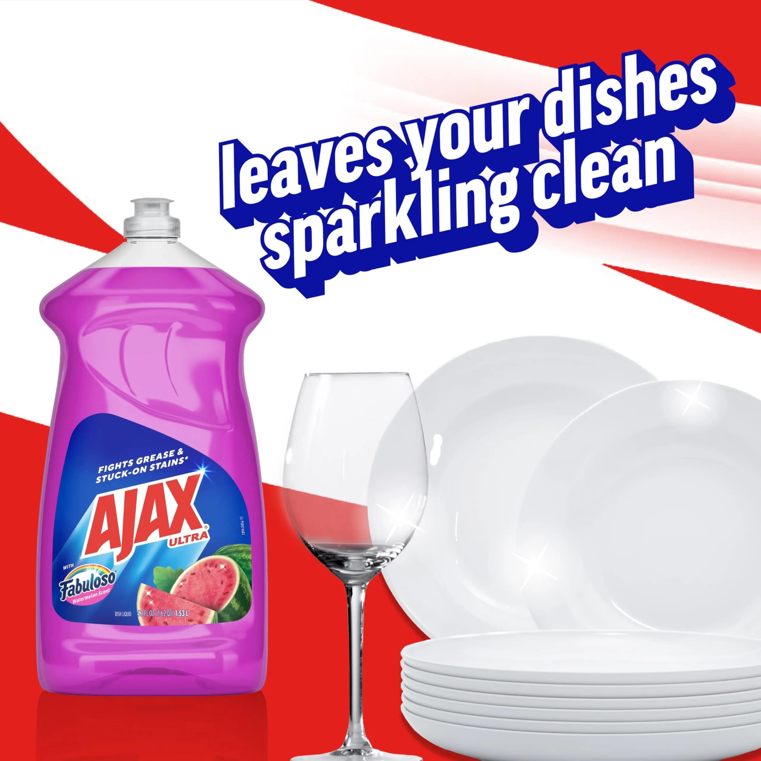 Ajax Ultra Liquid Dish Soap with Fabuloso Watermelon Scent, 1540ml (52 fl oz) Bottle | Powerful Grease Cutting - view 6