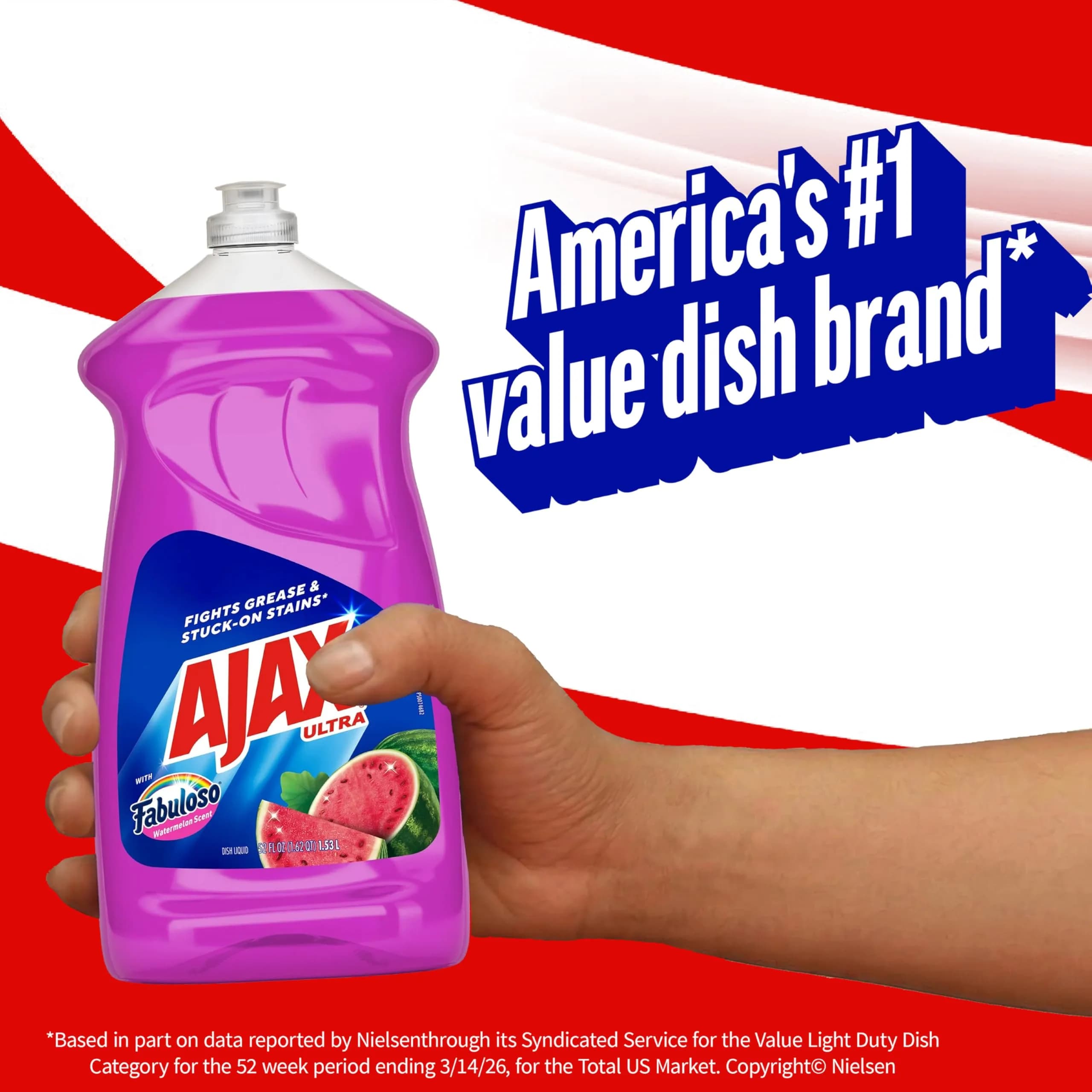 Ajax Ultra Liquid Dish Soap with Fabuloso Watermelon Scent, 1540ml (52 fl oz) Bottle | Powerful Grease Cutting - view 8