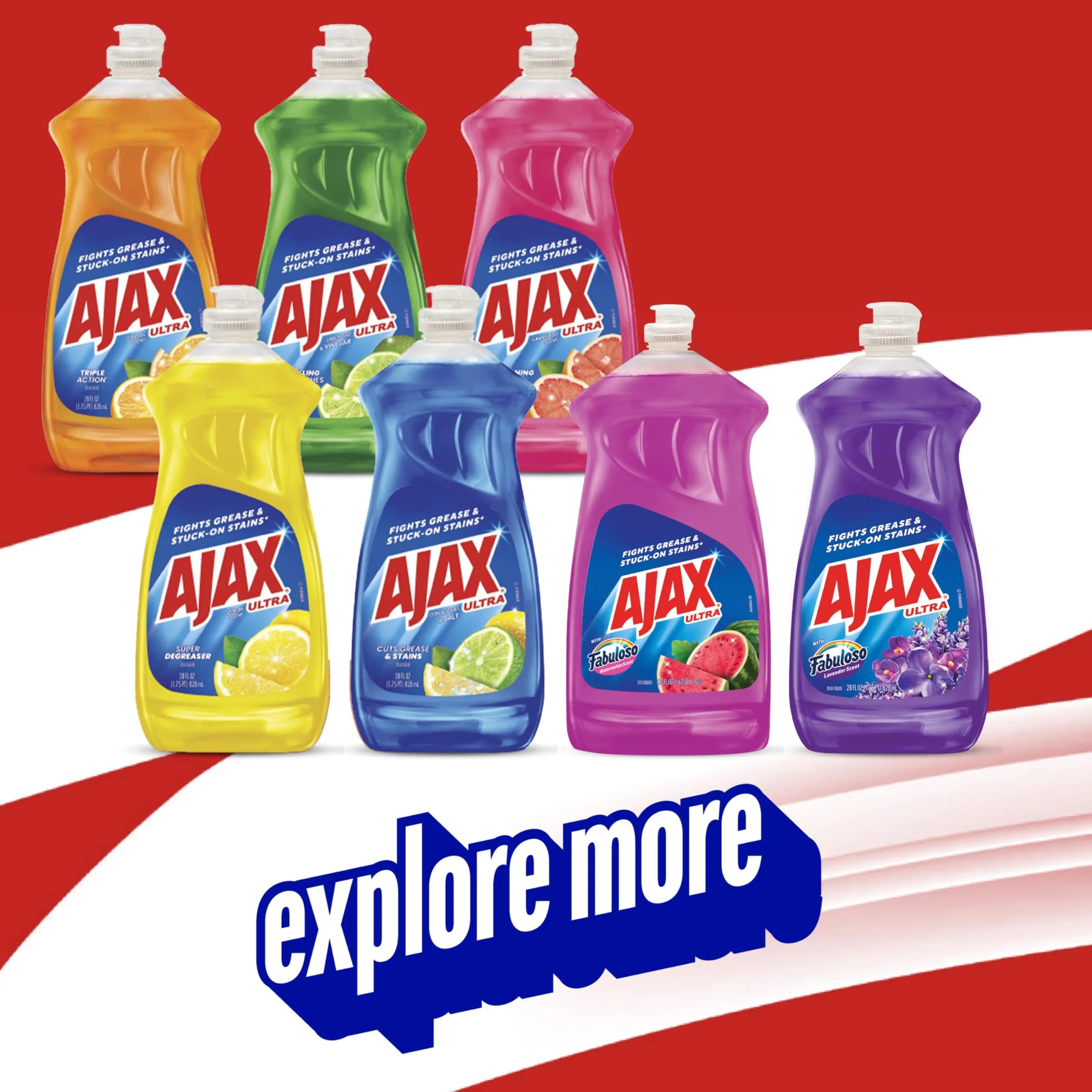 Ajax Ultra Liquid Dish Soap with Fabuloso Watermelon Scent, 1540ml (52 fl oz) Bottle | Powerful Grease Cutting - view 9