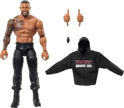 Mattel WWE Elite Roman Reigns Action Figure 6-inch Scale | 25 Articulation Points, TrueFX Face, Swappable Hands thumbnail 1