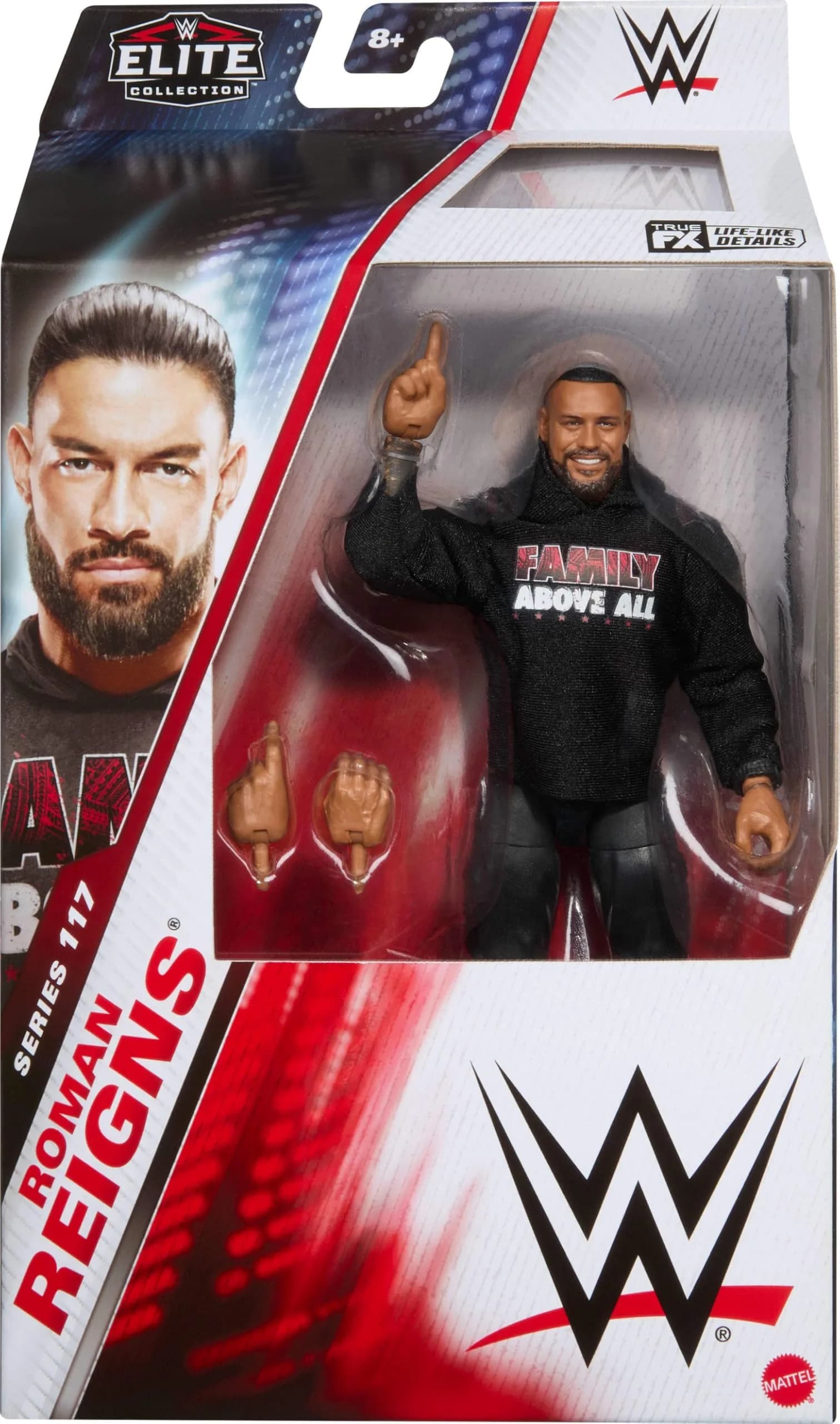 Mattel WWE Elite Roman Reigns Action Figure 6-inch Scale | 25 Articulation Points, TrueFX Face, Swappable Hands - view 2