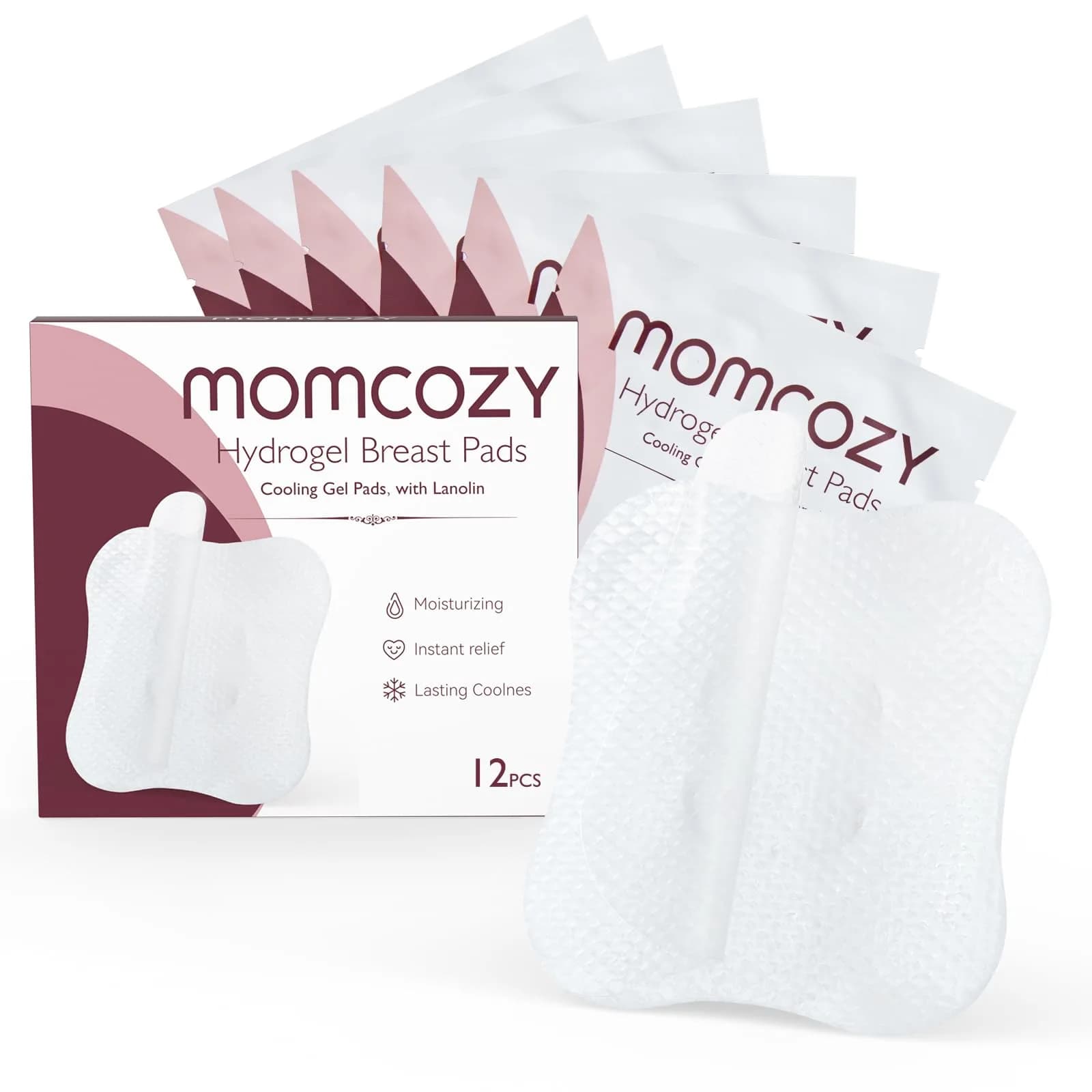 Momcozy Hydrogel Nursing Pads 12 Count | Cooling Relief for Sore Nipples — 12 PCS